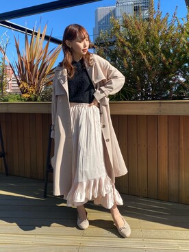 「アイテム（トレンチコート）」を使った、miya【骨格ウェーブ/イエベ春】さん（レディース・160cm）の冬コーディネート