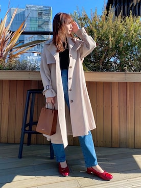 「アイテム（トレンチコート）」を使った、miya【骨格ウェーブ/イエベ春】さん（レディース・160cm）の冬コーディネート