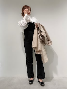「アイテム（オールインワン・サロペット、ブラック系）」を使った、miya【骨格ウェーブ/イエベ春】さん（レディース・160cm）の冬コーディネート