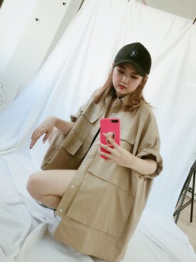 「盐系风格」｜「アイテム（ミリタリージャケット）」を使った、Alychannytさん（レディース・162cm）の夏コーディネート