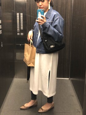 「アイテム（レインシューズ、ベージュ系）」を使った、nkさん（レディース・157cm）の夏コーディネート