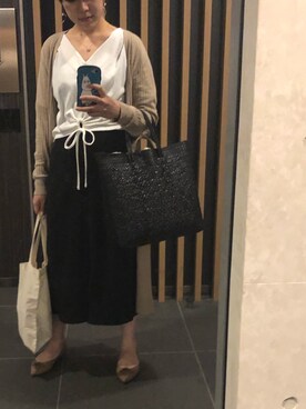 「アイテム（レインシューズ、ベージュ系）」を使った、nkさん（レディース・157cm）の夏コーディネート