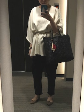 「アイテム（レインシューズ、ベージュ系）」を使った、nkさん（レディース・157cm）の夏コーディネート