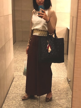 「アイテム（レインシューズ、ベージュ系）」を使った、nkさん（レディース・157cm）の夏コーディネート