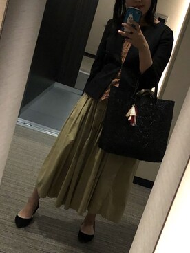 「NATURAL BEAUTY BASIC（ナチュラルビューティーベーシック）のアイテム（ノーカラージャケット）」を使った、nkさん（レディース・157cm）の秋コーディネート