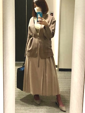 「note et silence （ノートエシロンス）のアイテム（ノーカラージャケット）」を使った、nkさん（レディース・157cm）の秋コーディネート