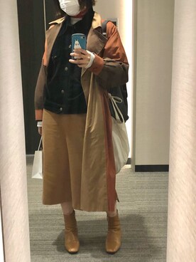 「バンダナ」｜「アイテム（トレンチコート）」を使った、nkさん（レディース・157cm）の春コーディネート