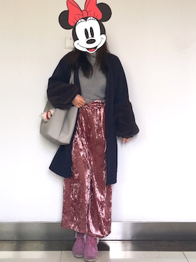 「アイテム（キーケース/キーアクセサリー、ホワイト系）」を使った、しあわせさん（レディース・158cm）の冬コーディネート