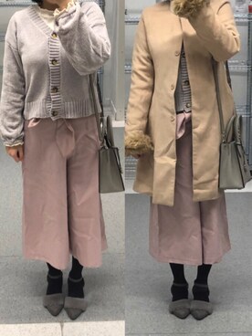 「dazzlin（ダズリン）のアイテム（ノーカラージャケット）」を使った、しあわせさん（レディース・158cm）の冬コーディネート