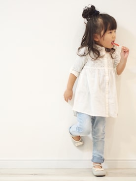 「ふんわり」｜「アイテム（チュニック）」を使った、ぴーやさん（キッズ・100cm）の冬コーディネート