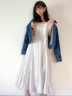「REDYAZEL（レディアゼル）のアイテム（デニムジャケット）」を使った、星野美玲さん（レディース・163cm）の夏コーディネート
