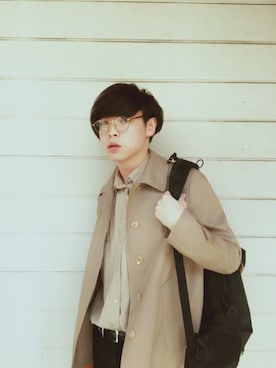 「BLUE WORK（ブルーワーク）のアイテム（ジャケット/アウター）」を使った、伴田一喜さん（メンズ・167cm）の春コーディネート