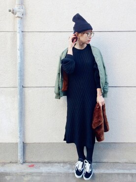 「Factor=（ファクターイコール）のアイテム（ワンピース/ドレス）」を使った、SIZUさん（レディース・156cm）の冬コーディネート