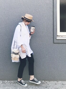「BLACK BY MOUSSY（ブラックバイマウジー）のHUILA BLACK Denim（デニムパンツ）」を使った、SIZUさん（レディース・156cm）の春コーディネート