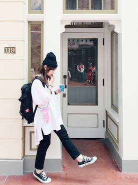 「BLACK BY MOUSSY（ブラックバイマウジー）のHUILA BLACK Denim（デニムパンツ）」を使った、SIZUさん（レディース・156cm）の春コーディネート
