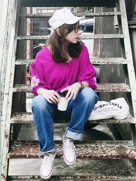 「Another Edition（アナザーエディション）のアイテム（帽子）」を使った、SIZUさん（レディース・156cm）の夏コーディネート