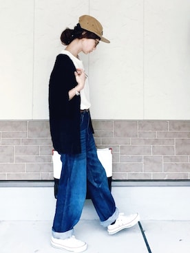 「Levi's（リーバイス）のアイテム（帽子）」を使った、SIZUさん（レディース・156cm）の秋コーディネート