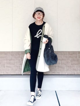 「Alpha Industries（アルファインダストリーズ）のアイテム」を使った、SIZUさん（レディース・156cm）の秋コーディネート