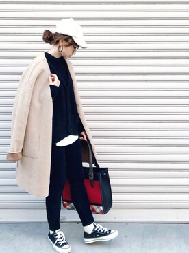 「reca（レカ）のアイテム（ムートンコート）」を使った、SIZUさん（レディース・156cm）の冬コーディネート