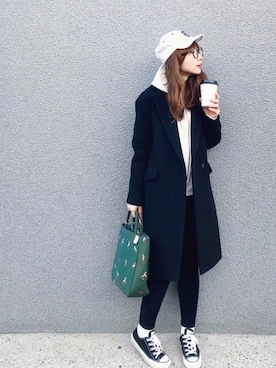 「Another Edition（アナザーエディション）のアイテム（帽子）」を使った、SIZUさん（レディース・156cm）の冬コーディネート