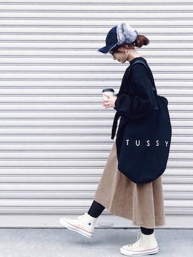 「STUSSY（ステューシー）のアイテム（バッグ）」を使った、SIZUさん（レディース・156cm）の冬コーディネート