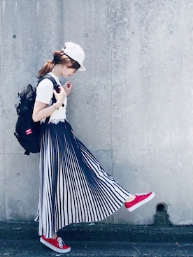 「Another Edition（アナザーエディション）のアイテム（帽子）」を使った、SIZUさん（レディース・156cm）の夏コーディネート