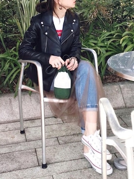 「URBAN RESEARCH（アーバンリサーチ）のアイテム（ライダースジャケット）」を使った、SIZUさん（レディース・156cm）の冬コーディネート