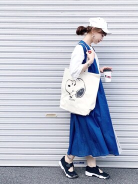 Snoopy Tote Bag スヌーピー 刺繍 トート バッグを使った人気ファッションコーディネート Wear