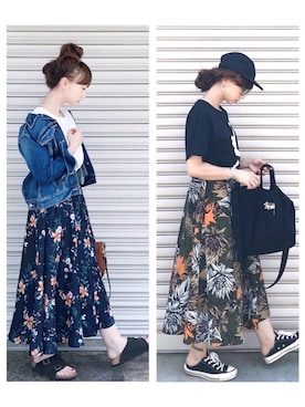 「FOSSIL（フォッシル）のアイテム（ハンドバッグ）」を使った、SIZUさん（レディース・156cm）の夏コーディネート