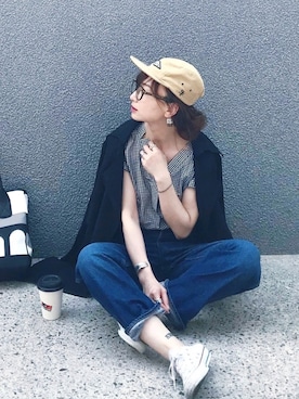 「Levi's（リーバイス）のアイテム（帽子）」を使った、SIZUさん（レディース・156cm）の夏コーディネート
