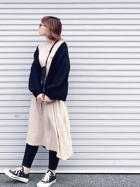 「reca（レカ）のアイテム（レッグウェア）」を使った、SIZUさん（レディース・156cm）の秋コーディネート
