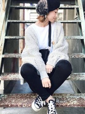 「14+（イチヨンプラス）のアイテム（ハンチング/ベレー帽）」を使った、SIZUさん（レディース・156cm）の秋コーディネート