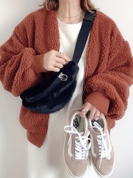 「GRL（グレイル）のアイテム（その他アウター）」を使った、SIZUさん（レディース・156cm）の冬コーディネート