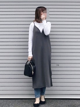 「BEAUTY&YOUTH UNITED ARROWS（ビューティーアンドユースユナイテッドアローズ）のBY フェイクレザースクエアミニボストン -2WAY- ◆（ボストンバッグ）」を使った、SIZUさん（レディース・156cm）の春コーディネート