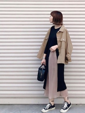 「Fillil（フィリル）のアイテム（ジャケット/アウター）」を使った、SIZUさん（レディース・156cm）の春コーディネート