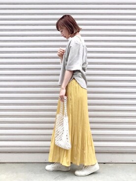 加藤綾子さん着用 セットアップ 洗える シワになりにくい フェイクリネンオープンブラウスを使った人気ファッションコーディネート Wear