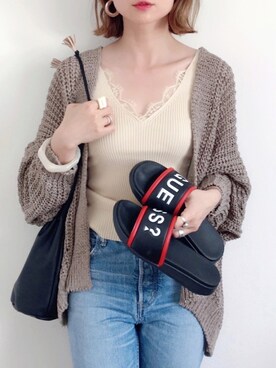 「Guess（ゲス）のアイテム（サンダル）」を使った、SIZUさん（レディース・156cm）の夏コーディネート