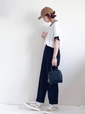 「BEAUTY&YOUTH UNITED ARROWS（ビューティーアンドユースユナイテッドアローズ）のBY フェイクレザースクエアミニボストン -2WAY- ◆（ボストンバッグ）」を使った、SIZUさん（レディース・156cm）の夏コーディネート