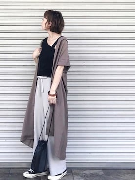 「GRL（グレイル）のアイテム（シャツワンピース）」を使った、SIZUさん（レディース・156cm）の夏コーディネート