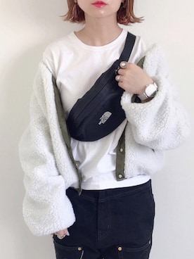 「moment+（モーメントプラス）のアイテム（ジャケット/アウター）」を使った、SIZUさん（レディース・156cm）の秋コーディネート