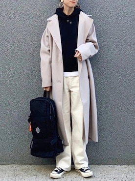「GRL（グレイル）のアイテム（チェスターコート）」を使った、SIZUさん（レディース・156cm）の冬コーディネート