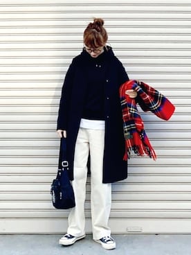 「TWEED MILL（ツイードミル）のアイテム」を使った、SIZUさん（レディース・156cm）の冬コーディネート