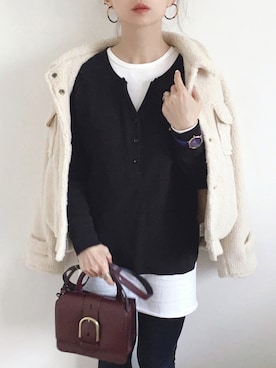 「MAJESTIC LEGON（マジェスティックレゴン）のアイテム（その他アウター）」を使った、SIZUさん（レディース・156cm）の冬コーディネート