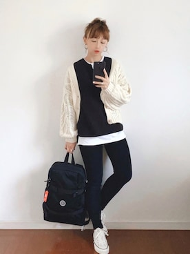 「AZUL ENCANTO（アズールエンカント）のアイテム（Tシャツ/カットソー）」を使った、SIZUさん（レディース・156cm）の冬コーディネート