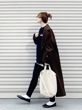 「SENSE OF PLACE by URBAN RESEARCH（センスオブプレイスバイアーバンリサーチ）のスクエアトウセンターシームフラットシューズ（パンプス）」を使った、SIZUさん（レディース・156cm）の冬コーディネート