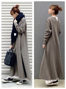 「AZUL ENCANTO（アズールエンカント）のアイテム（ワンピース）」を使った、SIZUさん（レディース・156cm）の冬コーディネート