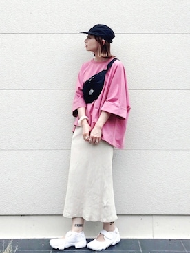 「AZUL ENCANTO（アズールエンカント）のアイテム（Tシャツ/カットソー）」を使った、SIZUさん（レディース・155cm）の夏コーディネート