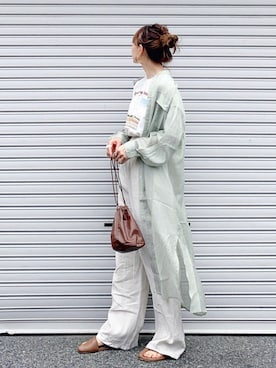 「ピスタチオ」｜「アイテム（シャツワンピース）」を使った、SIZUさん（レディース・156cm）の春コーディネート