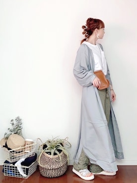 「Happy John（ハッピージョン）のアイテム（シャツワンピース）」を使った、SIZUさん（レディース・156cm）の夏コーディネート