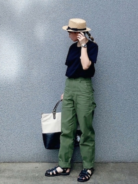 「FOSSIL（フォッシル）のアイテム（アナログ腕時計）」を使った、SIZUさん（レディース・156cm）の夏コーディネート